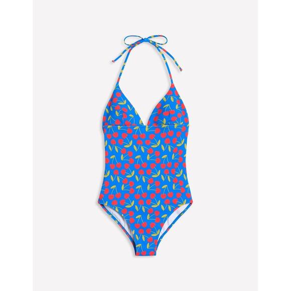 Boden Symi String Swimsuit Gallery Blue Cherry Scatter US 12 Long NWT - Picture 2 of 8